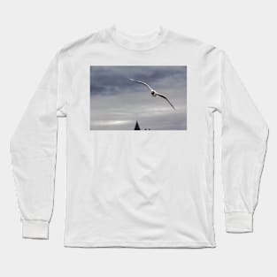 Gliding Seagull in Harsh Winds - Puerto Natales, Chile Long Sleeve T-Shirt